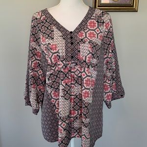 N Touch pattern Office Wear pullover Tunic with quarter length sleeves S…